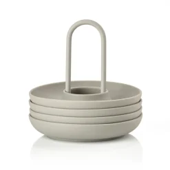 Egg Cups^Zone Denmark Singles egg cup 4-pack with holder, mud Grey