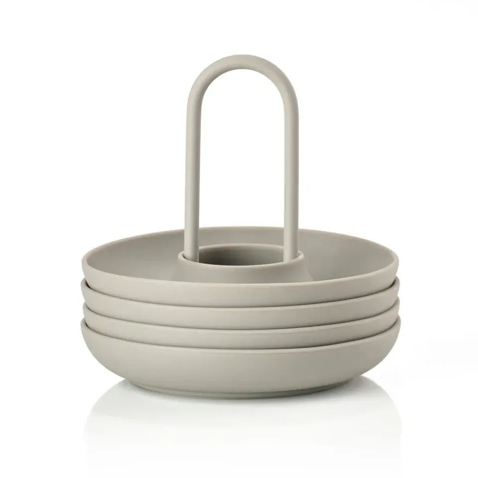 Egg Cups^Zone Denmark Singles egg cup 4-pack with holder, mud Grey