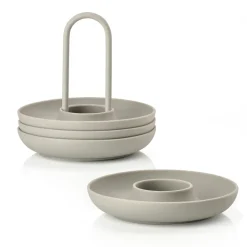 Egg Cups^Zone Denmark Singles egg cup 4-pack with holder, mud Grey