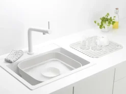 Dish Drainers^Brabantia Sinkside dish bowl with drying tray 34x37 cm, Light Grey