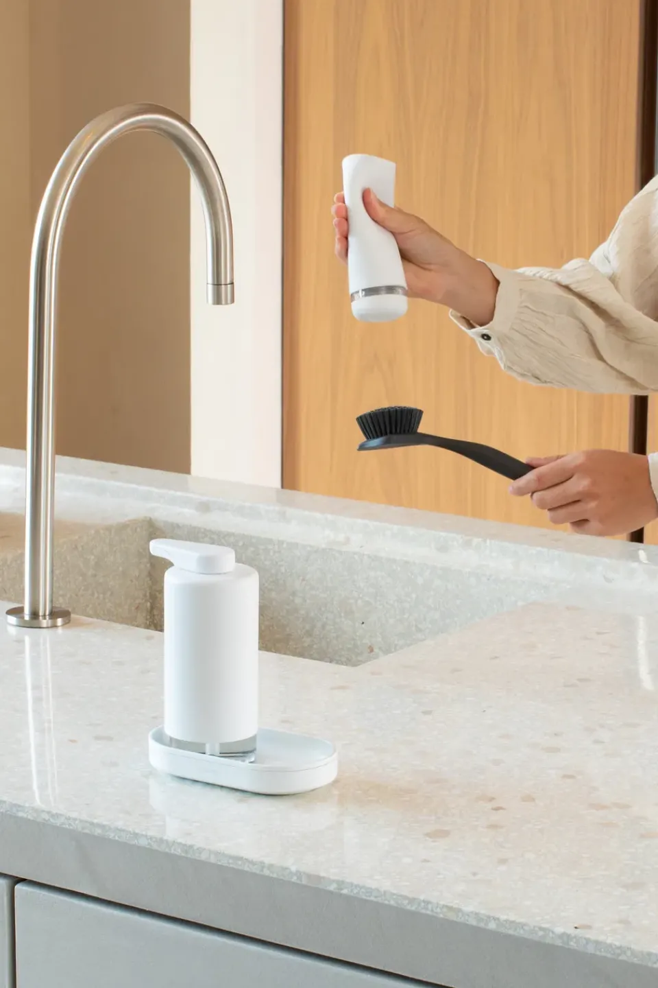 Outlet Brabantia SinkStyle soap dispenser/washing liquid set, Mineral Fresh White