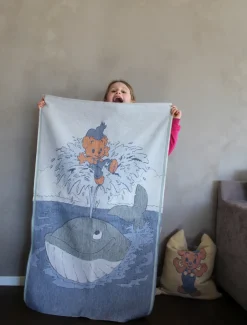 Baby Blankets^Ekelund Linneväveri Skattsökarfärden baby blanket 72x105 cm, Blue