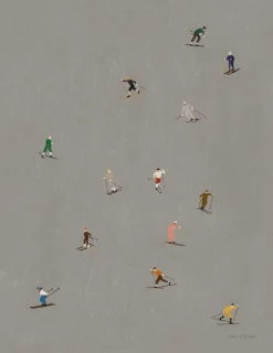 Online Fine Little Day Skiers poster 40x50 cm, Grey