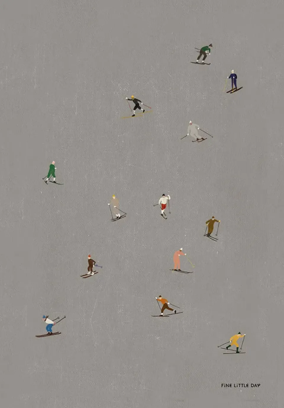 Posters|Christmas Decorations^Fine Little Day Skiers poster 50x70 cm, Grey