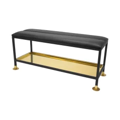 Shoe Racks|Shoe Racks^Scherlin Skobench 11, /brass. leather cushion Black