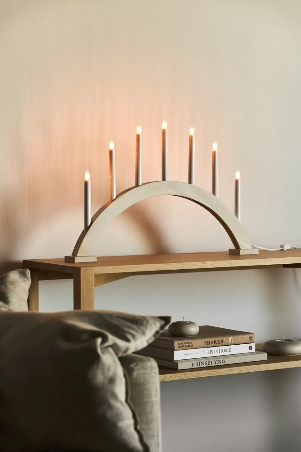 Sale Scandi Living Sky advent candle bow 41 cm, washed White