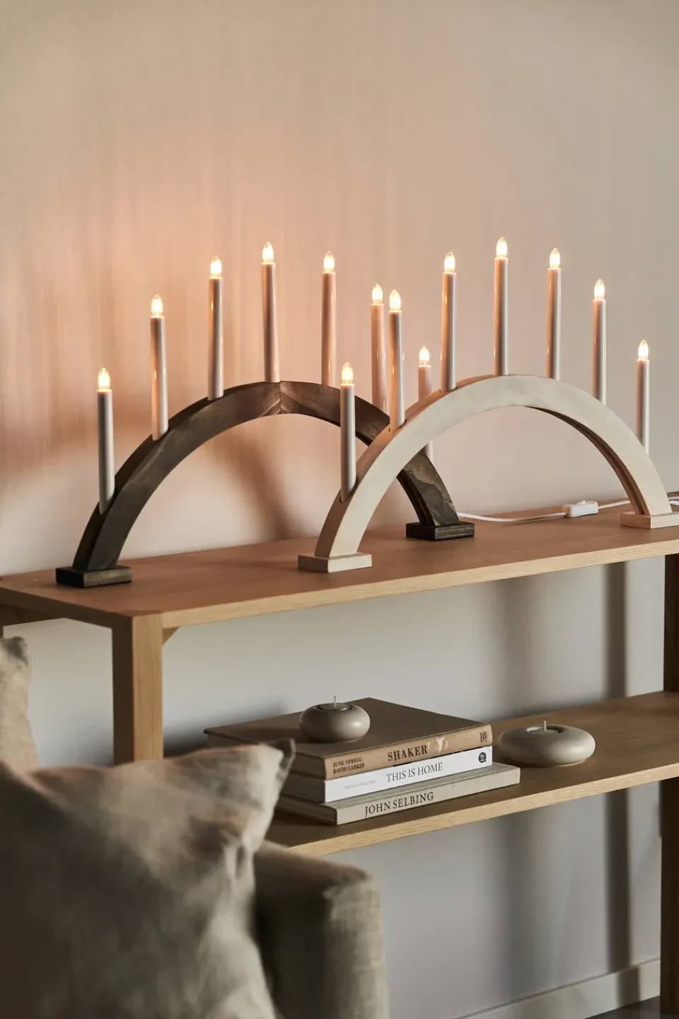 Sale Scandi Living Sky advent candle bow 41 cm, washed White