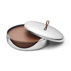 Clearance Georg Jensen Sky coaster 4-pack, t leather Brown