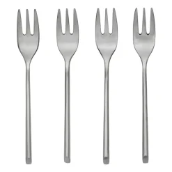 Dessert Cutlery^Broste Copenhagen Sletten cake fork 4-pack, Full satin forged Silver-coloured