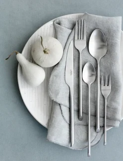 Dessert Cutlery^Broste Copenhagen Sletten cake fork 4-pack, Full satin forged Silver-coloured