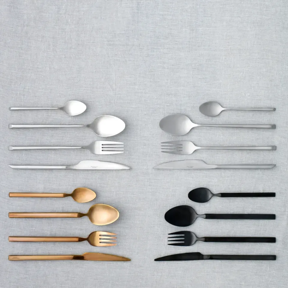 Online Broste Copenhagen Sletten cutlery set 16 pcs, matt stainless steel GreySilver-coloured