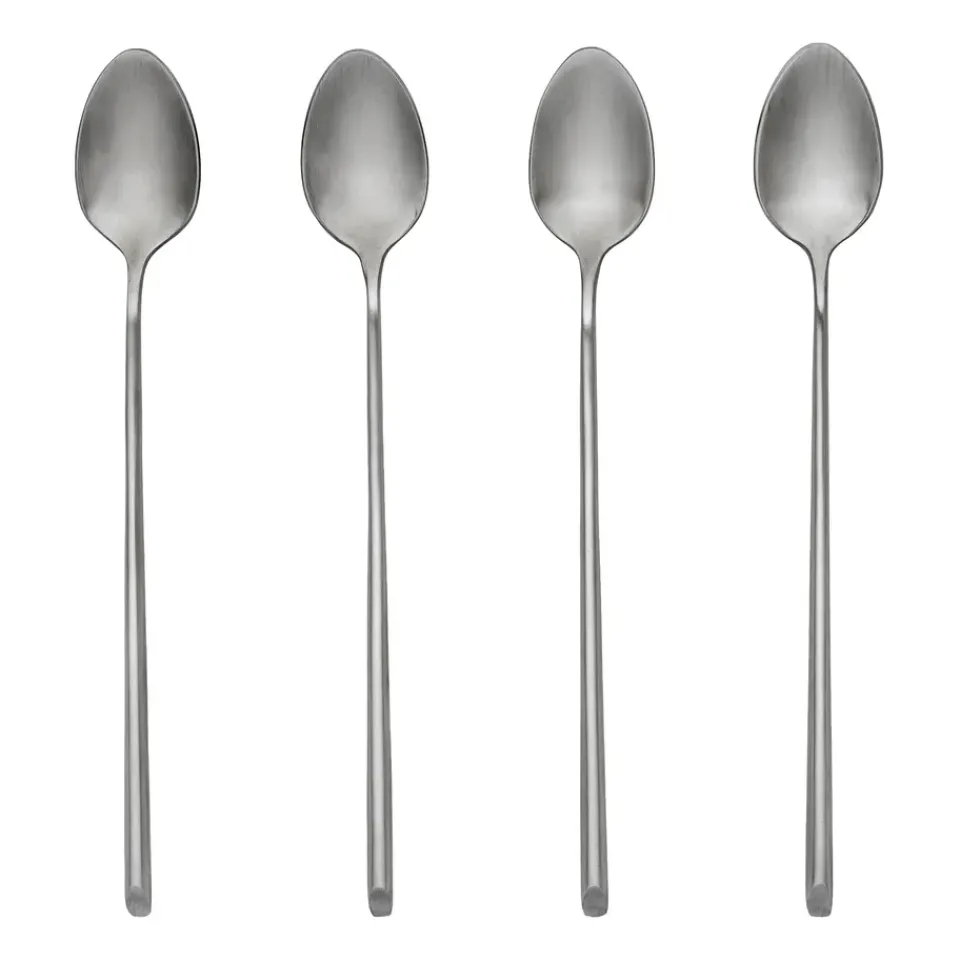 Tea & Coffee Spoons^Broste Copenhagen Sletten spoon long 4-pack, Full satin forged Silver-coloured