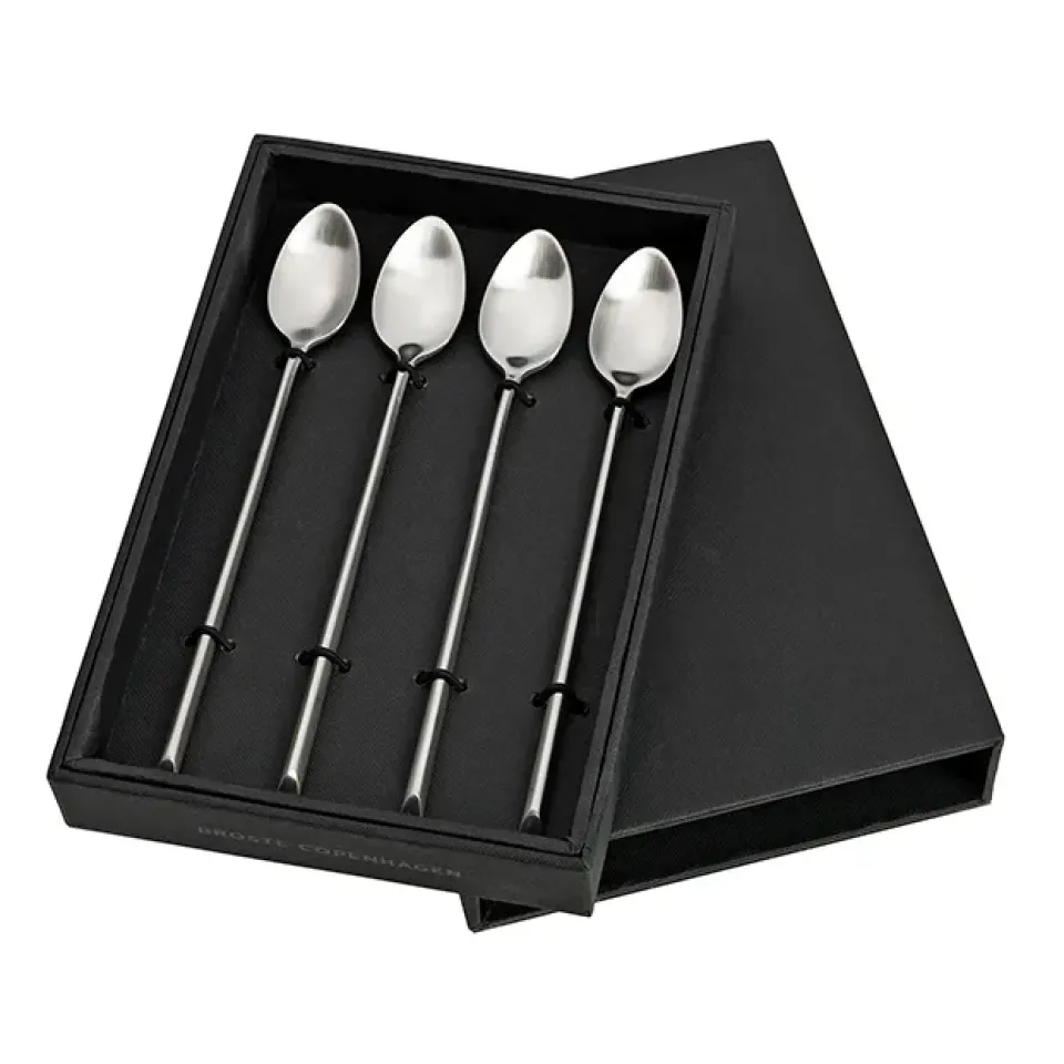 Tea & Coffee Spoons^Broste Copenhagen Sletten spoon long 4-pack, Full satin forged Silver-coloured