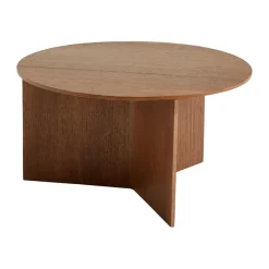 HAY Slit coffee table Ø65 cm, Lacquered walnut Brown