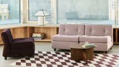 HAY Slit coffee table Ø65 cm, Lacquered walnut Brown