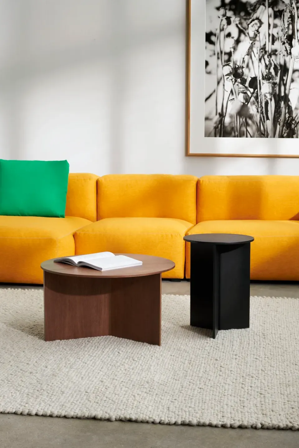 HAY Slit coffee table Ø65 cm, Lacquered walnut Brown