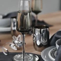 Champagne Glasses^Broste Copenhagen Smoke champagne glass, 20 cl GreyTransparentBlack