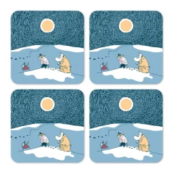 Clearance Opto Design Snow moonlight coaster winter 2021 4-pack, 9x9 cm Blue