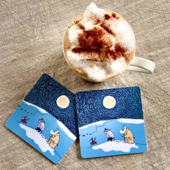 Clearance Opto Design Snow moonlight coaster winter 2021 4-pack, 9x9 cm Blue