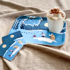 Clearance Opto Design Snow moonlight coaster winter 2021 4-pack, 9x9 cm Blue