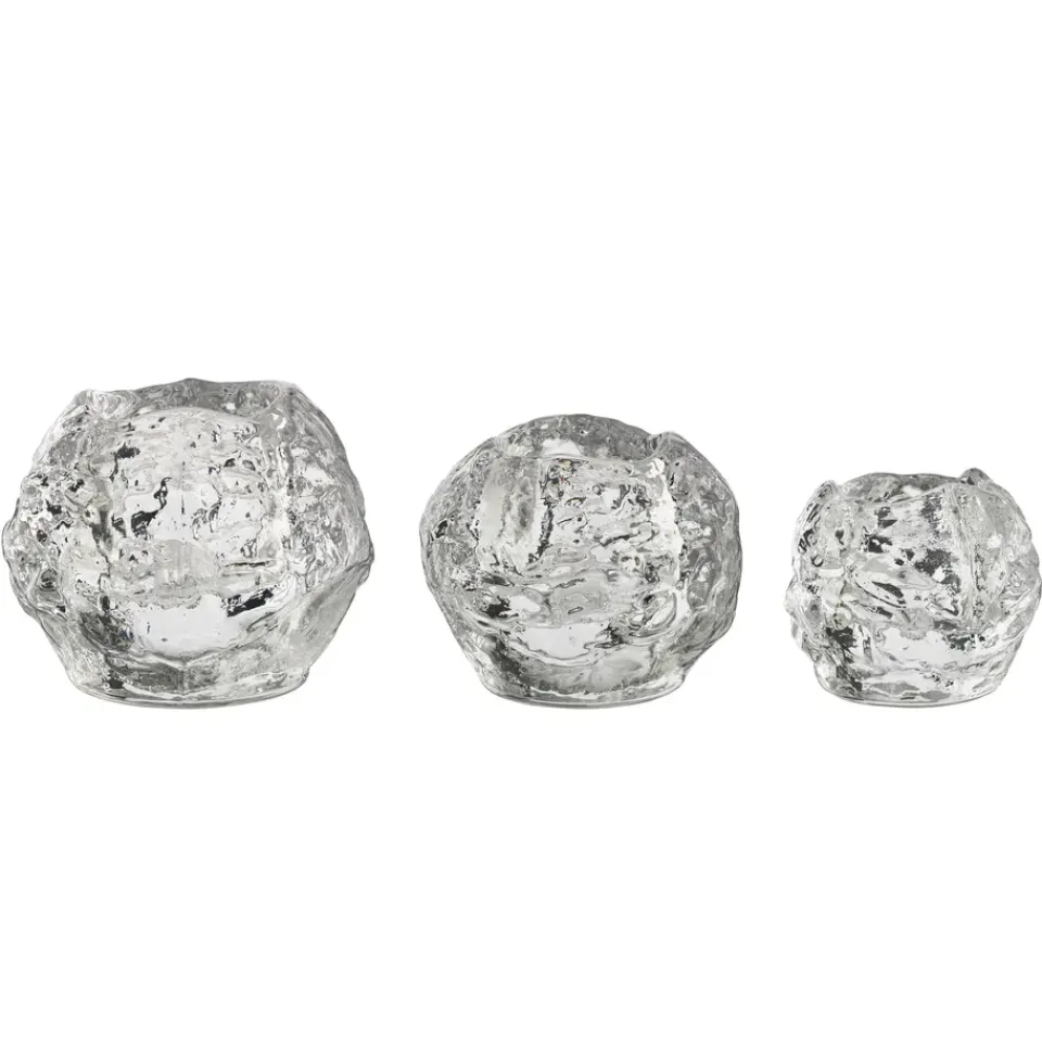 Tea Light Holders, Lanterns & Candle Dishes^Kosta Boda Snowball candle holder 3-pack, 3-pack Transparent