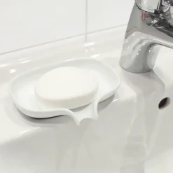 Soap Dispensers & Dishes^Bosign Soap dish with drainage spout porcelain, White