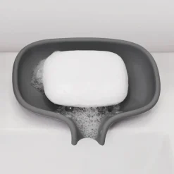 Soap Dispensers & Dishes^Bosign Soap dish with drainage spout silicone, Grafite Grey