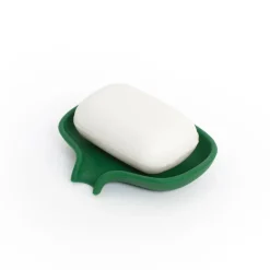 Soap Dispensers & Dishes^Bosign Soap tray with concealed drain spout in silicone - small 8.5x10.8, Dark Green