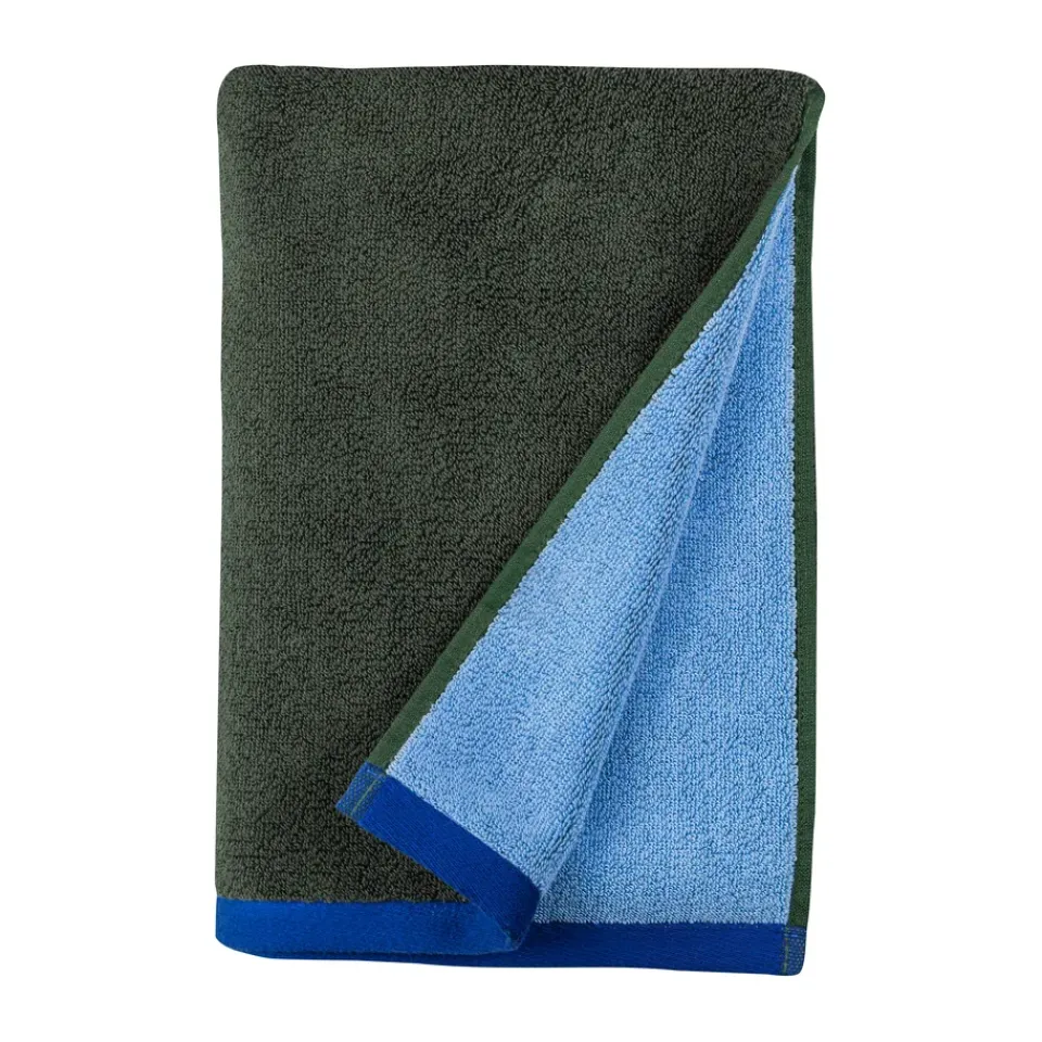 Bath Sheets^Mette Ditmer Soft bath towel 70x133 cm, Dark olive-light blue Green
