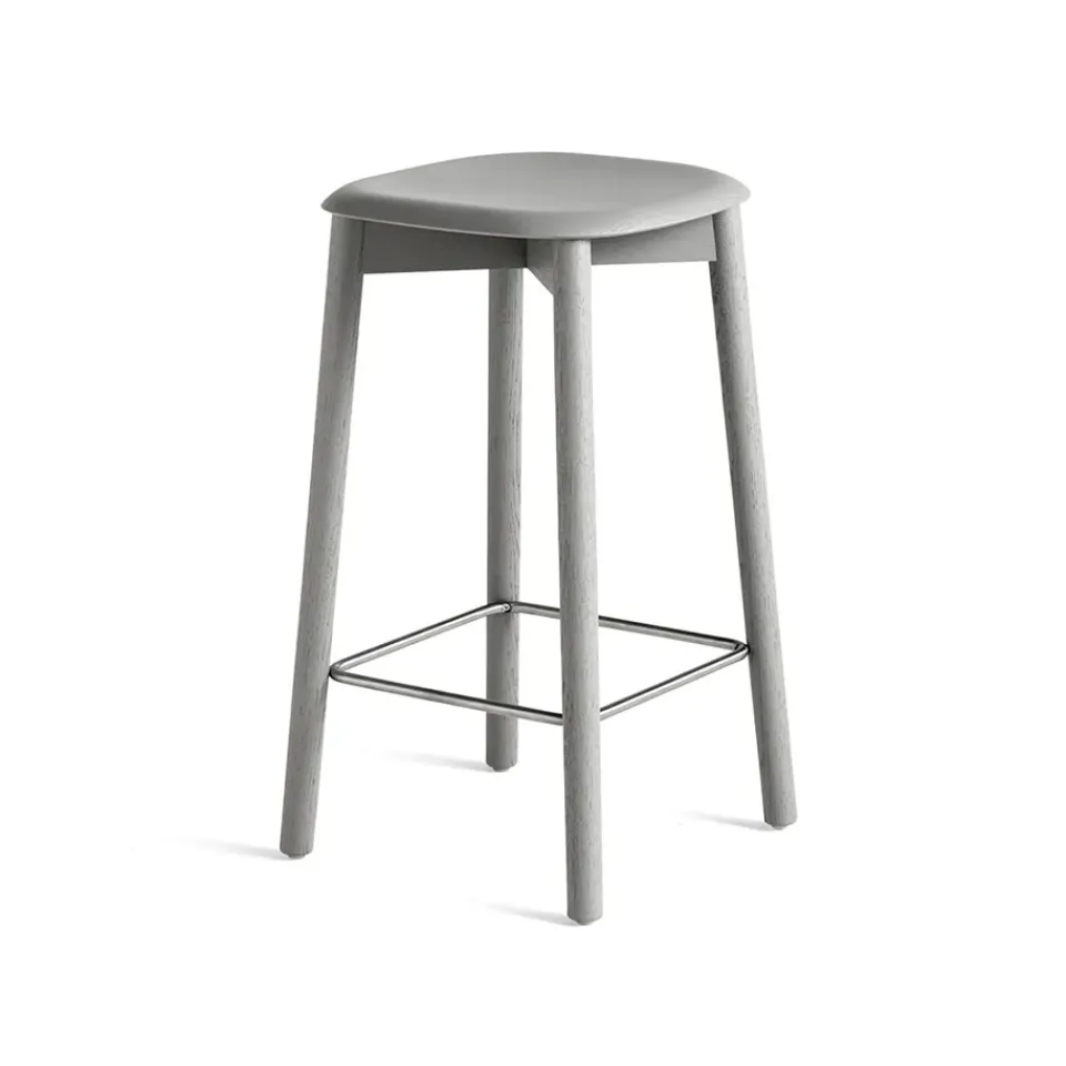 Online HAY Soft Edge 32 Low bar stool, Soft -soft oak frame Grey