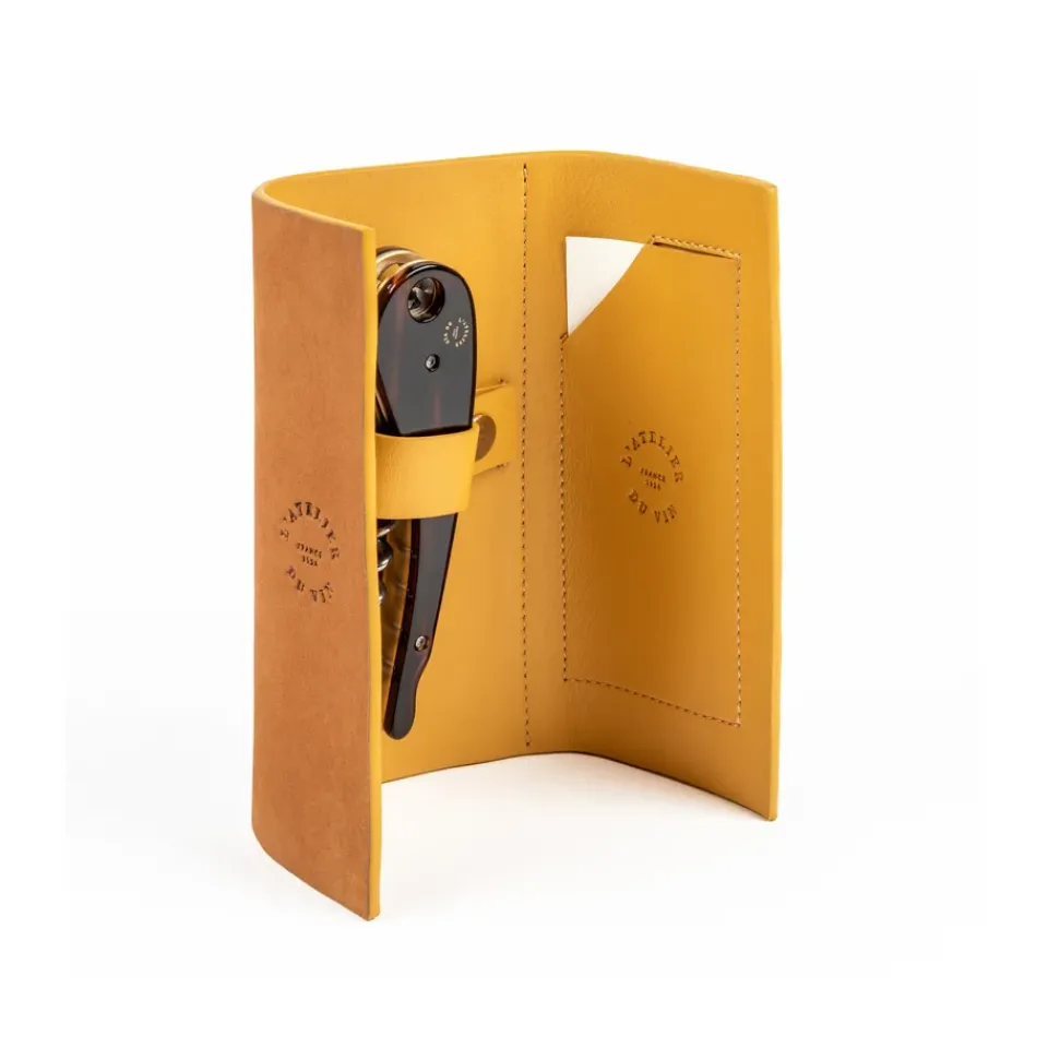 Hot L'Atelier du Vin Soft machine nomad corkscrew leather case, 2 pieces YellowSilver-coloured