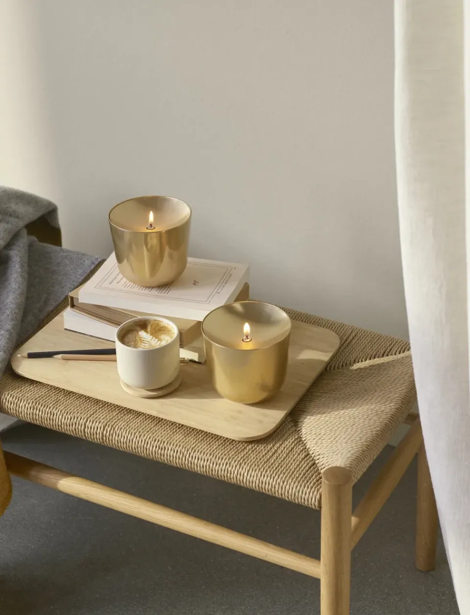 Hot Stelton Solis oil lamp Ø11.5 cm, Brass Gold-coloured