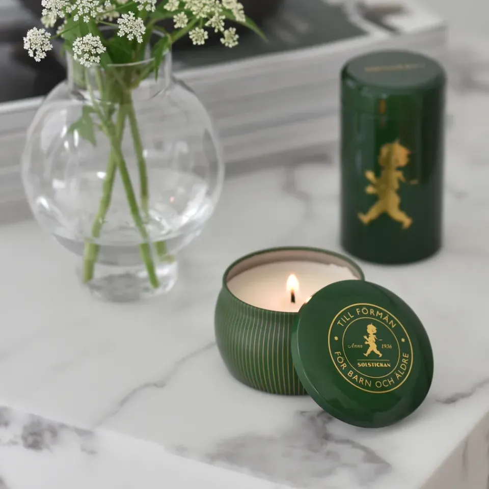Clearance Solstickan Design Solstickan gift box scented candles + matchstick tube, -scented candle pine forest Green