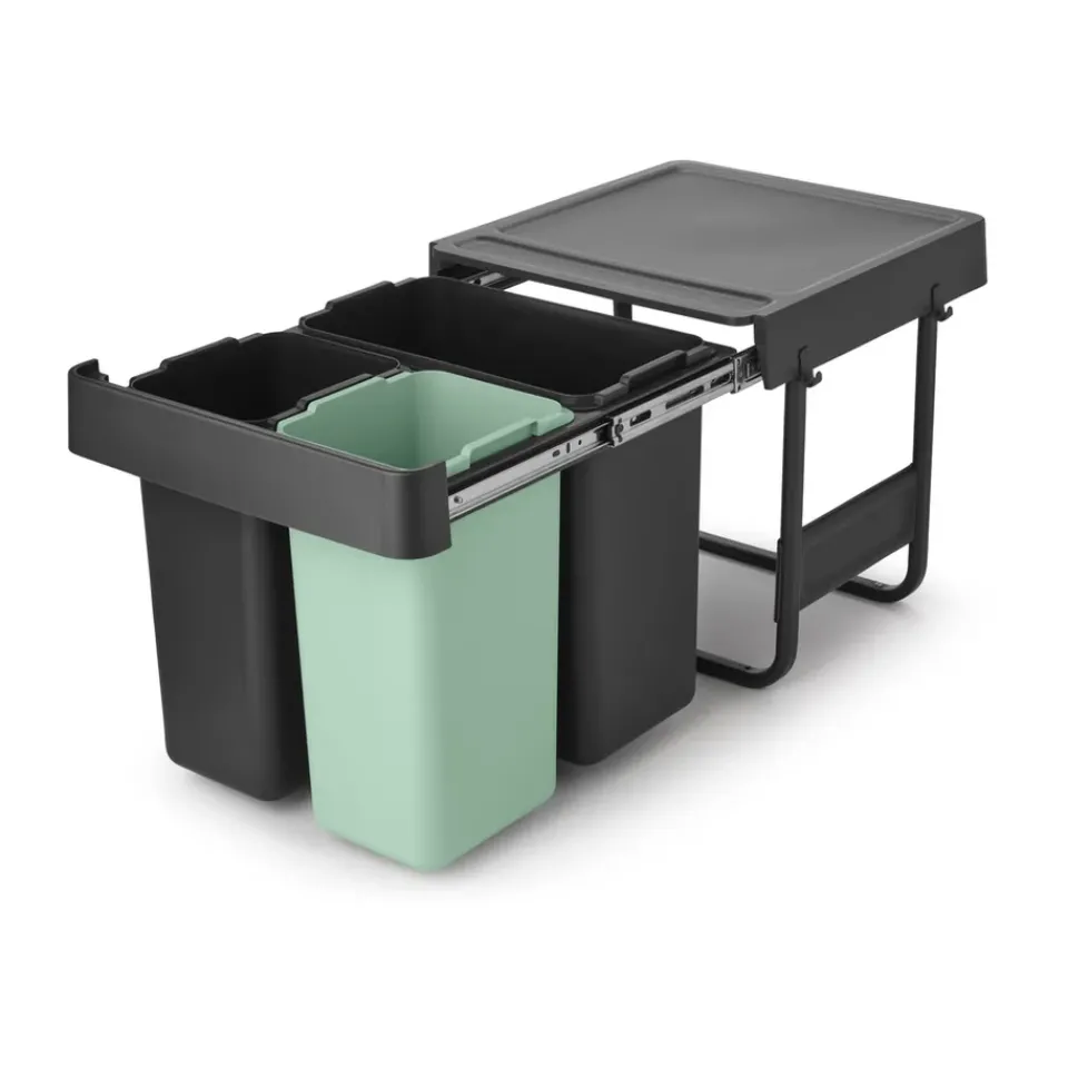 Indoor Recycling Bins^Brabantia Sort&Go Built-in Bins, 10+10+20 L, Dark Grey