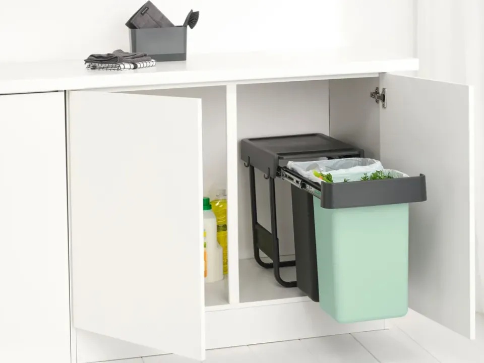 Indoor Recycling Bins^Brabantia Sort&Go Built-in Bins, 2x15 L, Dark Grey