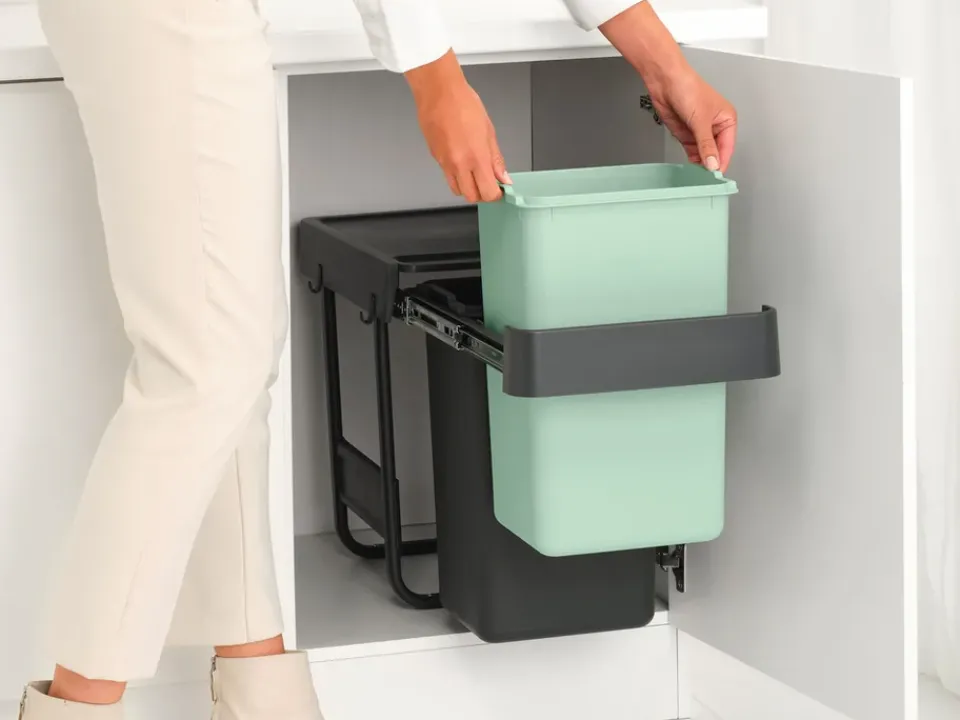 Indoor Recycling Bins^Brabantia Sort&Go Built-in Bins, 2x15 L, Dark Grey