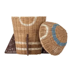 Storage For The Kids Room^Bloomingville Space rattan basket with lid 31x35 cm, Natural Brown