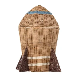 Storage For The Kids Room^Bloomingville Space rattan basket with lid 31x35 cm, Natural Brown