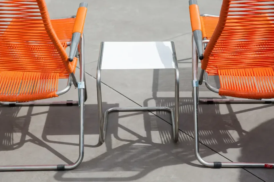 Seating^Fiam Spaghetti sun lounger with footrest, Orange