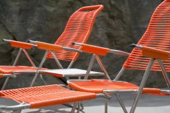 Seating^Fiam Spaghetti sun lounger with footrest, Orange