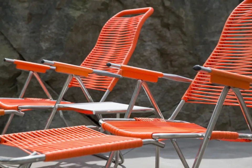 Seating^Fiam Spaghetti sun lounger with footrest, Orange