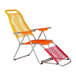 Fiam Spaghetti sun lounger with footrest, -yellow Multi