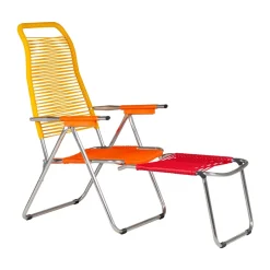 Fiam Spaghetti sun lounger with footrest, -yellow Multi