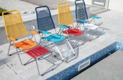 Fiam Spaghetti sun lounger with footrest, -yellow Multi