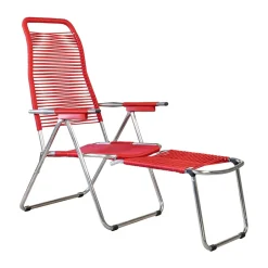 Seating^Fiam Spaghetti sun lounger with footrest, Red