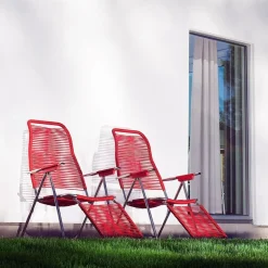 Seating^Fiam Spaghetti sun lounger with footrest, Red