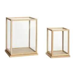 Outlet Hübsch Spectacle display box large set of 2, Oak Beige