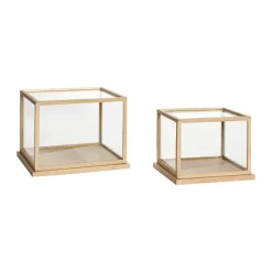 Boxes & Jars^Hübsch Spectacle display box small set of 2, Oak Beige
