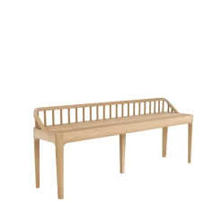 Benches^Ethnicraft Spindle bench 60x150 cm, Oak with backrest Beige