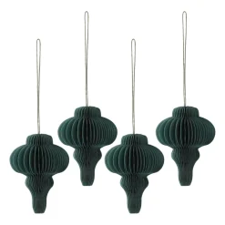 Christmas Decorations^Scandi Living Spira baubles 4-pack, Forest Green